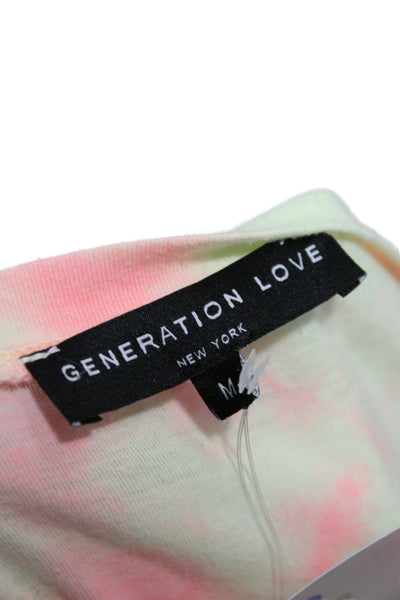 Generation Love Women Green Tie Dye Jersey Tee Short Sleeve Size M