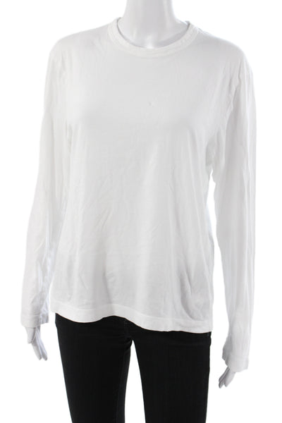 James Perse Women Basic Long Sleeve Crew Neck Cotton T-Shirt White Size 1