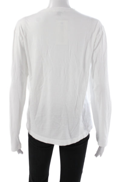 James Perse Women Basic Long Sleeve Crew Neck Cotton T-Shirt White Size 1