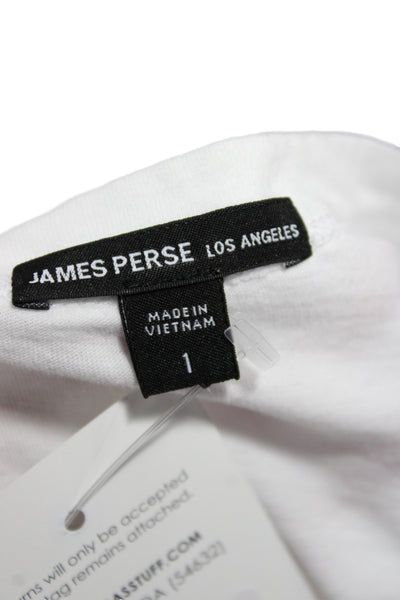 James Perse Women Basic Long Sleeve Crew Neck Cotton T-Shirt White Size 1