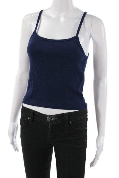 Joes Womens Basic Tank Sleeveless Scoop Neck 100% Cotton Blue Size S