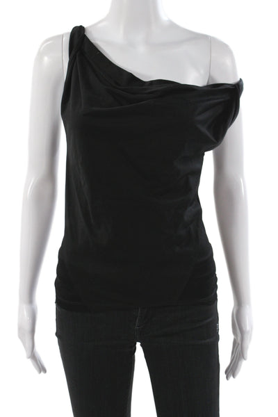 Derek Lam Women Black One Shoulder Jersey Tank 100% Cotton Sleeveless Size XS