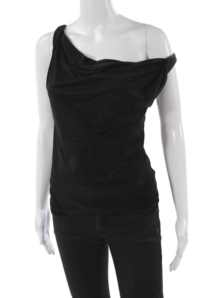 Derek Lam Women Black One Shoulder Jersey Tank 100% Cotton Sleeveless Size XS