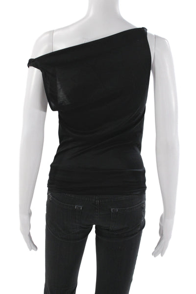 Derek Lam Women Black One Shoulder Jersey Tank 100% Cotton Sleeveless Size XS
