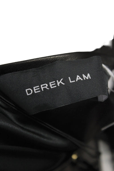 Derek Lam Women Black Leather Lace Up Sleeveless Tunic Round Neck Size S