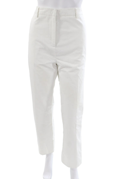 Valentino Women Dress Pants White Cotton Button Closure Size 44