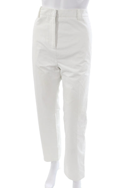Valentino Women Dress Pants White Cotton Button Closure Size 44