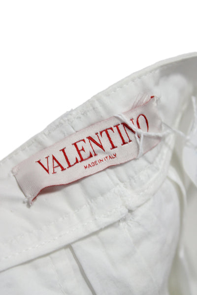 Valentino Women Dress Pants White Cotton Button Closure Size 44