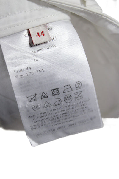 Valentino Women Dress Pants White Cotton Button Closure Size 44