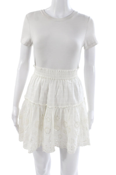 Misa Womens White Check 100% Cotton Bohemian Mini Skirt Pull On Size XS