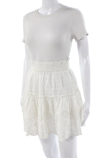 Misa Womens White Check 100% Cotton Bohemian Mini Skirt Pull On Size XS