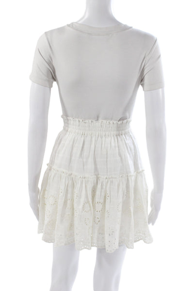 Misa Womens White Check 100% Cotton Bohemian Mini Skirt Pull On Size XS