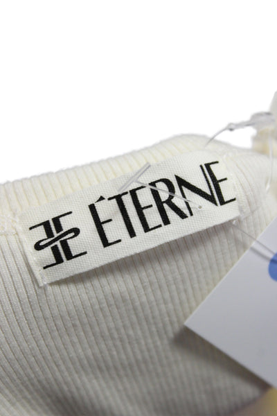 Eterne Women Basic Ivory Scoop Neck Sleeveless Tank Cotton Blend Size M