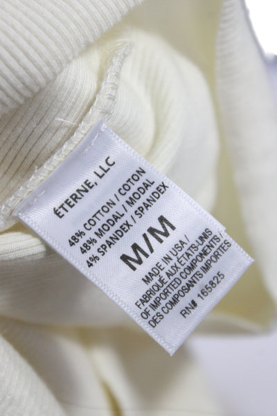 Eterne Women Basic Ivory Scoop Neck Sleeveless Tank Cotton Blend Size M