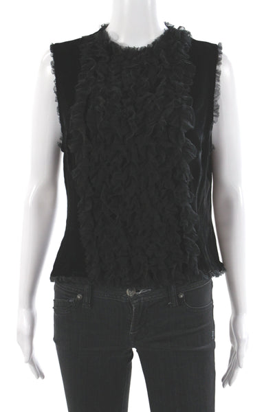 Paul Smith Women Black High Neck Sleeveless Basic Blouse Rayon Size 44