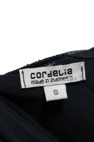Cordelia Womens Blue Basic Square Neck Long Sleeve Blouse Rayon Size S