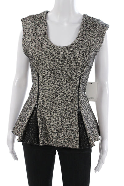 Robert Rodriguez Womens Black Tunic Blouse Geometric Cotton Sleeveless Size 10