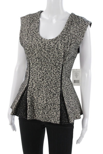 Robert Rodriguez Womens Black Tunic Blouse Geometric Cotton Sleeveless Size 10
