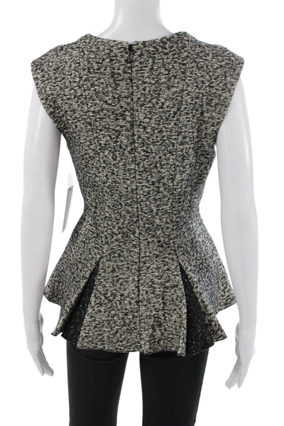 Robert Rodriguez Womens Black Tunic Blouse Geometric Cotton Sleeveless Size 10