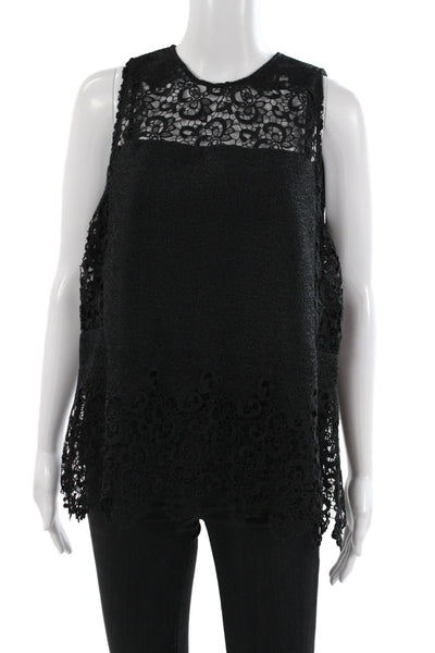 Hunter Bell Women Black Lace Tunic Sleeveless Round Neck Polyester Size 8