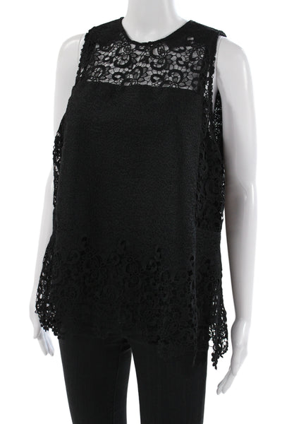 Hunter Bell Women Black Lace Tunic Sleeveless Round Neck Polyester Size 8