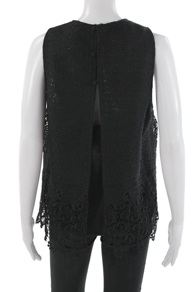 Hunter Bell Women Black Lace Tunic Sleeveless Round Neck Polyester Size 8
