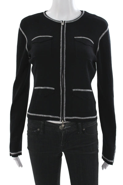 One Girl Who Womens Basic Black Zip Long Sleeve Outfit Set Rayon Size M
