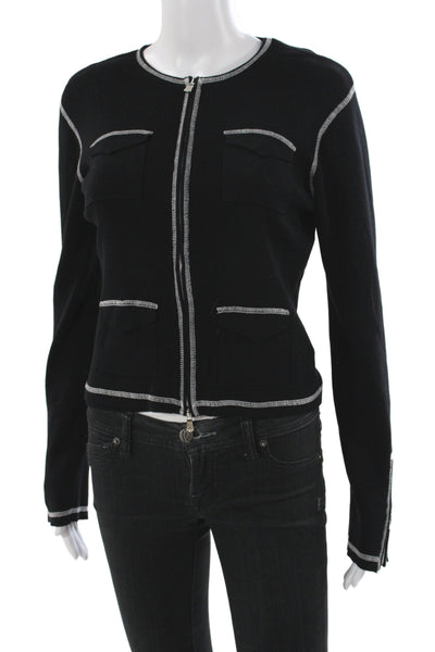 One Girl Who Womens Basic Black Zip Long Sleeve Outfit Set Rayon Size M