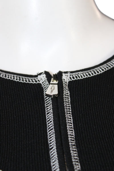 One Girl Who Womens Basic Black Zip Long Sleeve Outfit Set Rayon Size M