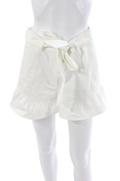 Cinq à Sept Womens Paperbag Tie Waist Cotton White Shorts Summer Size 10
