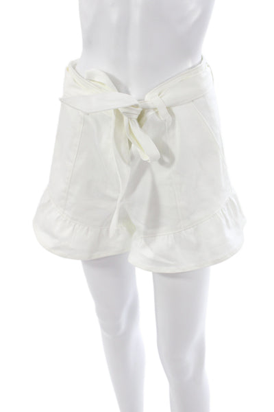 Cinq à Sept Womens Paperbag Tie Waist Cotton White Shorts Summer Size 10