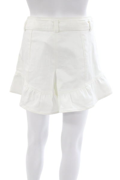 Cinq à Sept Womens Paperbag Tie Waist Cotton White Shorts Summer Size 10