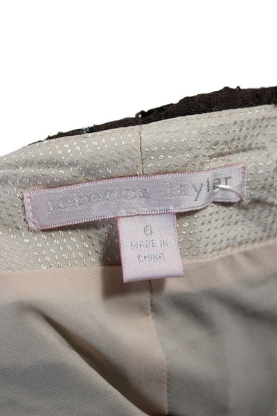 Rebecca Taylor Women Herringbone Wool Capri Pants Brown Size 6