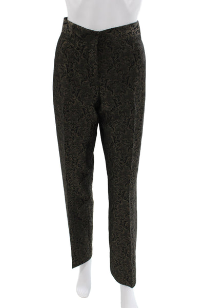Lord & Taylor Womens Dress Pants Black Paisley Button Size 8
