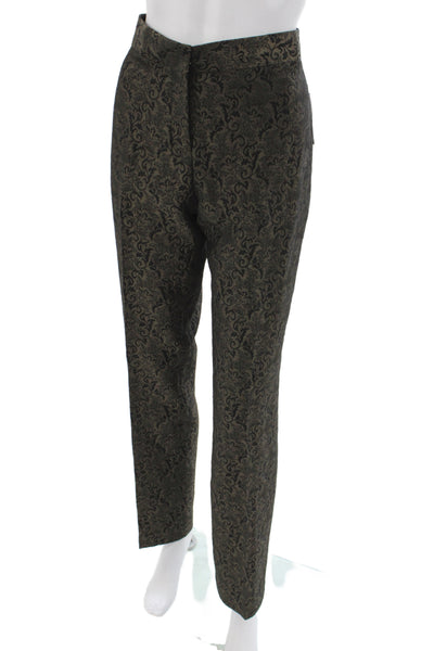 Lord & Taylor Womens Dress Pants Black Paisley Button Size 8