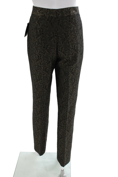 Lord & Taylor Womens Dress Pants Black Paisley Button Size 8