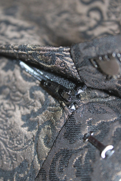 Lord & Taylor Womens Dress Pants Black Paisley Button Size 8