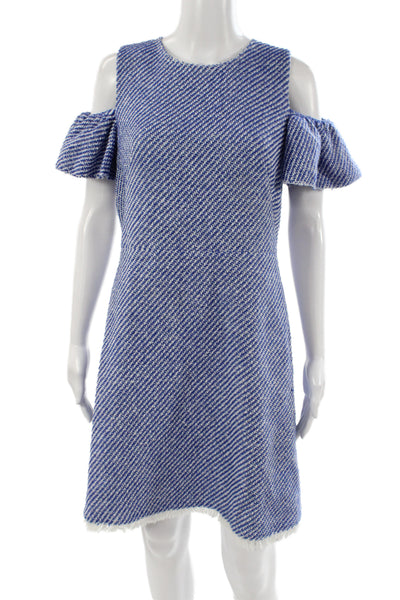 Kate Spade New York Women Shift Dress Blue Herringbone Size 8