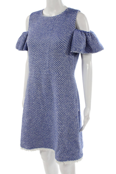Kate Spade New York Women Shift Dress Blue Herringbone Size 8