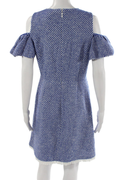 Kate Spade New York Women Shift Dress Blue Herringbone Size 8