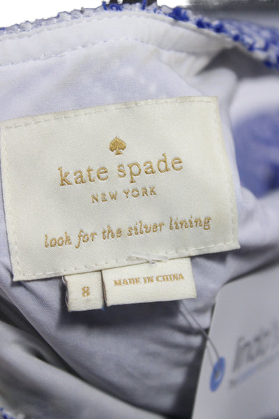 Kate Spade New York Women Shift Dress Blue Herringbone Size 8