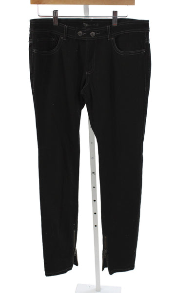 Rachel Zoe Womens Skinny Black Jeans Cotton High Rise Inseam 32 Size 30
