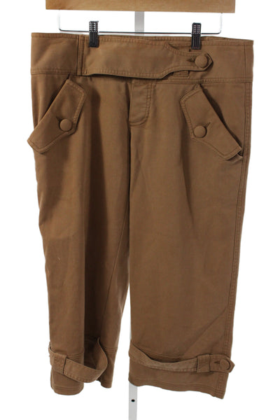 Nanette Lepore Womens Capri Pants Brown High Rise 23in Inseam Size 6