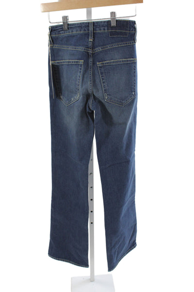 Amo Women Flared Jeans Blue Cotton Mid Rise Size 23