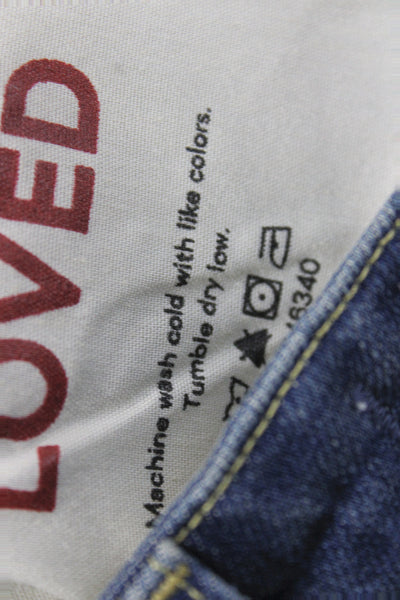 Amo Women Flared Jeans Blue Cotton Mid Rise Size 23