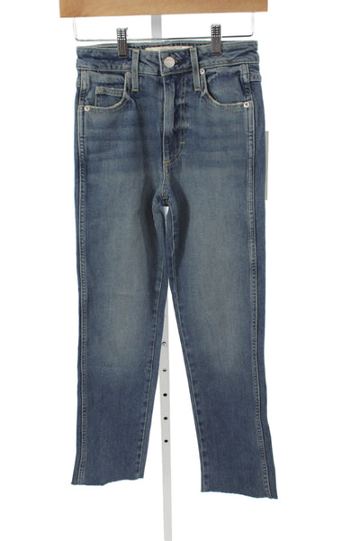 Amo Women Cropped Blue Mid-Rise Cotton Jeans Size 24