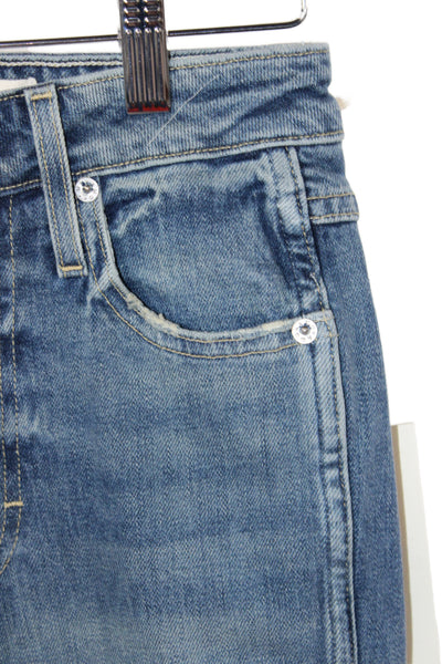 Amo Women Cropped Blue Mid-Rise Cotton Jeans Size 24