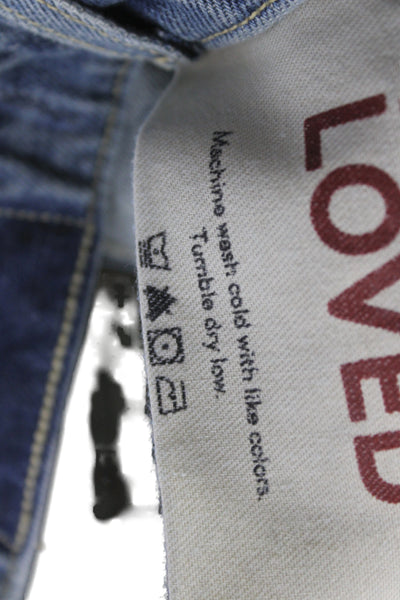 Amo Women Cropped Blue Mid-Rise Cotton Jeans Size 24
