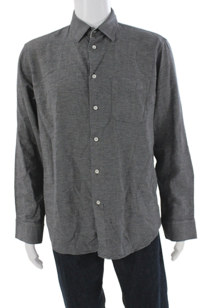 Rag & Bone Mens Cotton Collared Button Down Shirt Black Size L