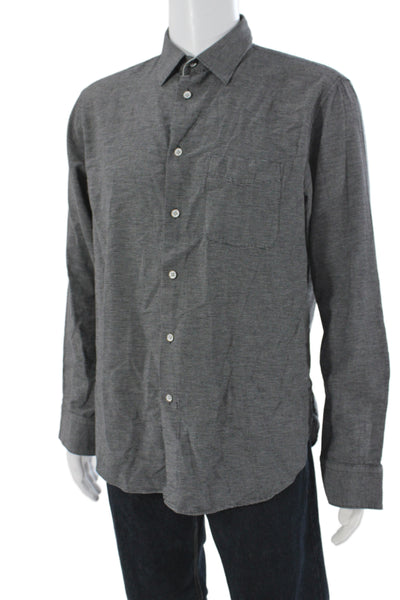 Rag & Bone Mens Cotton Collared Button Down Shirt Black Size L